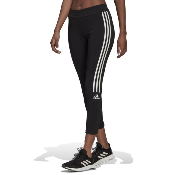 Adidas Kids' 3-Stripes Capri Leggings AEROREADY Black Athletic Size M - Picture 1 of 8